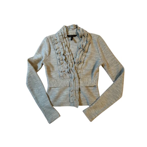 BCBG MaxAzria 100% Wool Ruffle Cardigan Blazer – Women’s XS - Picture 3 of 10